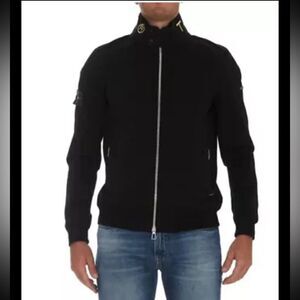 NWT TRENCH LONDON The Bond Harrington Jacket Black w/ Blue&Red Collar Mens LRG